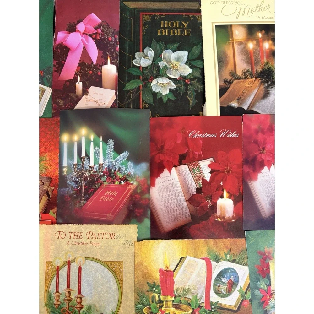 Vintage Christmas Cards Fronts ONLY Bibles Scrapbooking Decoupage Lot of 50+